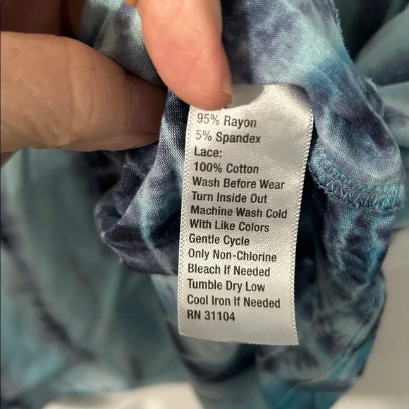 New Directions Aqua and Navy Tie-Dye Tunic - Picture 5 of 5
